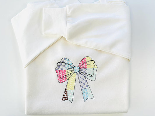 Patchwork Heirloom Bow In-The-Hoop Embroidery Design