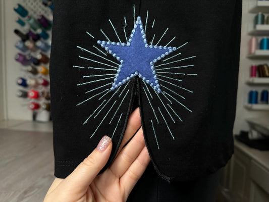 Sparkling Star Applique Embroidery Design