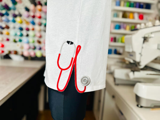 Therapist Medic Stethoscope Applique Embroidery Design