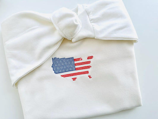 Cross Stitch US States Map In-the-Hoop Embroidery Design
