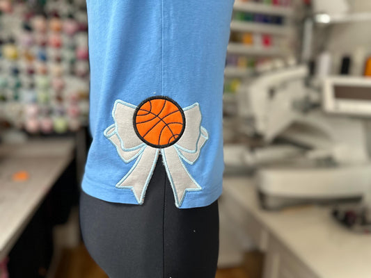 Basketball Sports Bow Applique Embroidery Design