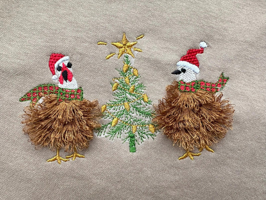 Fringed Santa Chicken Chenille Embroidery Design