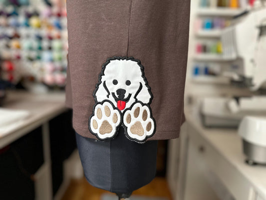 Poodle Puppy and Paw Applique Embroidery Design