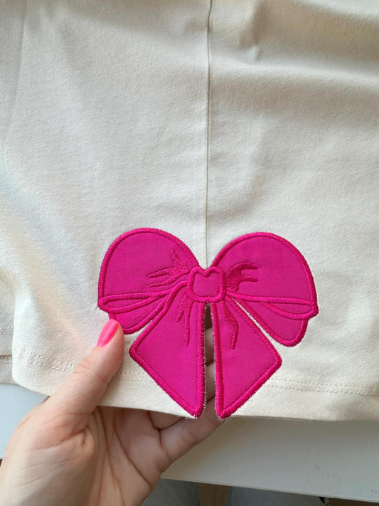 Valentine Heart Split Side Bow Applique Embroidery Design
