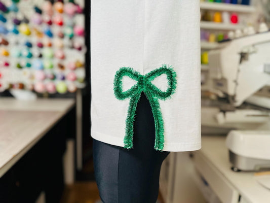 Girly Side Seam Bow Fringe Embroidery Design