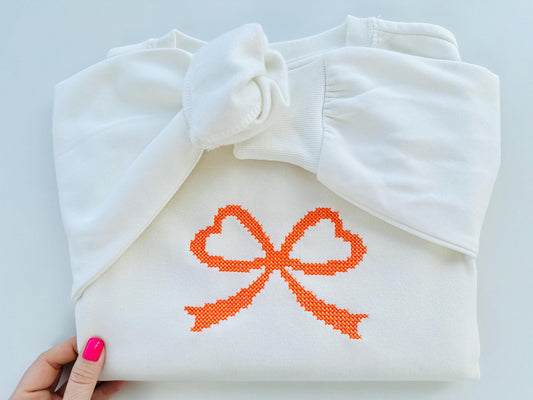 Cross Stitch Bow Heart Ties Standard Embroidery Design
