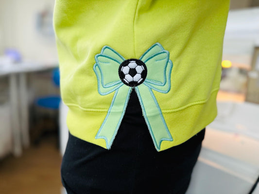 Soccer Ball and Bow Applique Embroidery Design