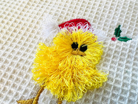 Fringed Christmas Chick Chenille Embroidery Design