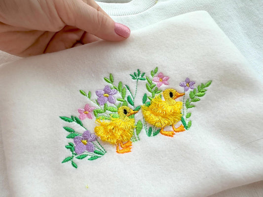 Fringed Little Ducks Chenille Embroidery Design