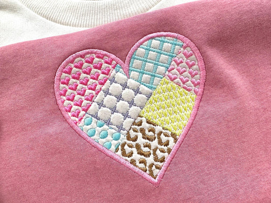 Patchwork Heart Applique Embroidery Design