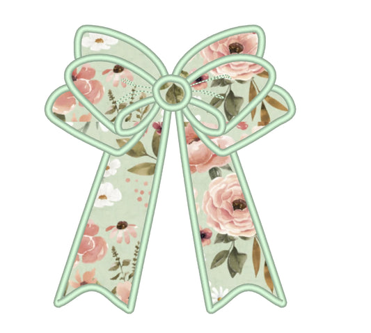 Wide Butterfly Bow Applique Embroidery Design