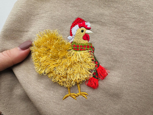 Fringed Chicken Chenille Embroidery Design