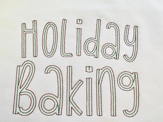 Thin Outline Bean Stitch Font Embroidery Design