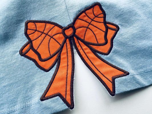 Basketball Side Bow Applique Embroidery Design