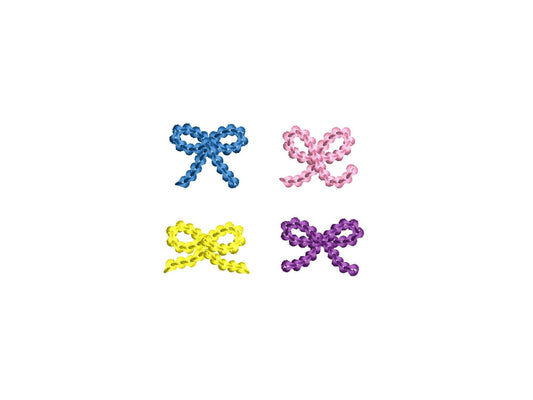 Bow Chain Stitch Embroidery Design Set of 4