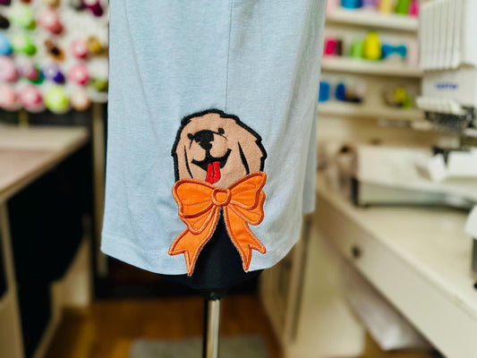 Dog and Bow Appliqué Embroidery Design