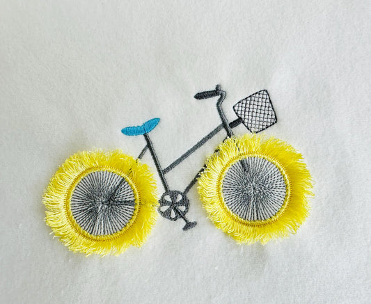 Summer Bicycle Fringe Embroidery Design