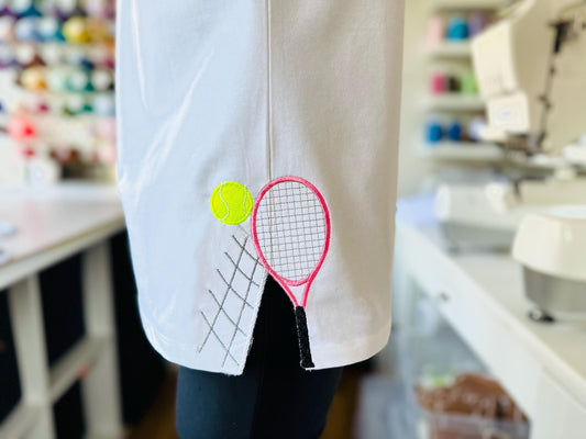Tennis Ball Racket Applique Embroidery Design