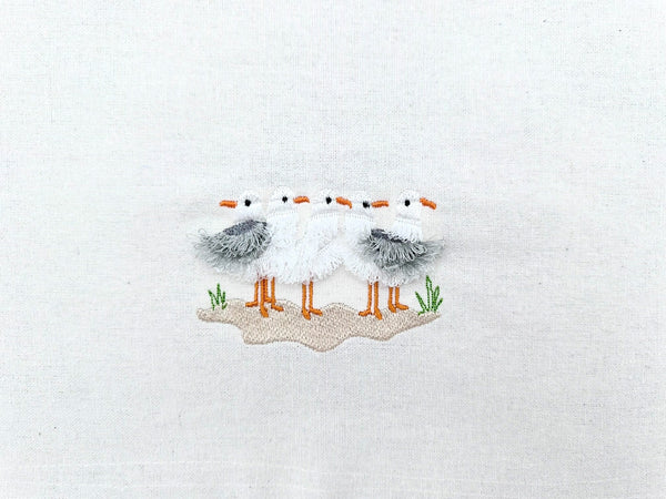 Fringed Seagulls with water soluble bobbin thread