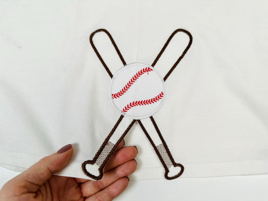 Sports Baseball Bats and Ball Applique Embroidery Design
