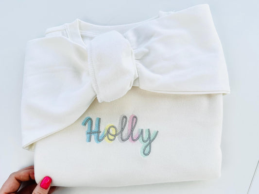 Handwritten Script Shadow Holly Satin Embroidery Design
