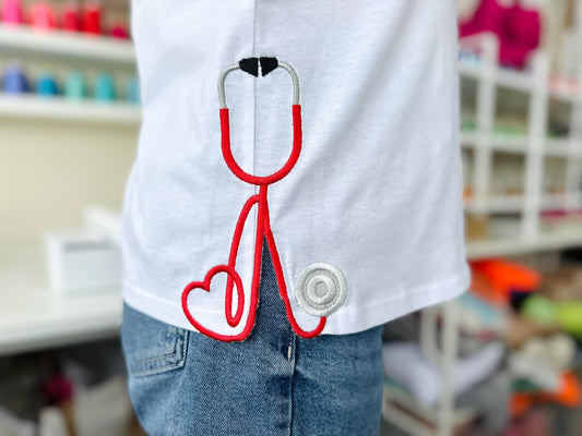 Therapist Stethoscope Heart In-the-Hoop Embroidery Design