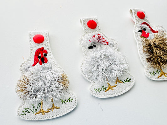 Santa Chicken Fringe Embroidery Design