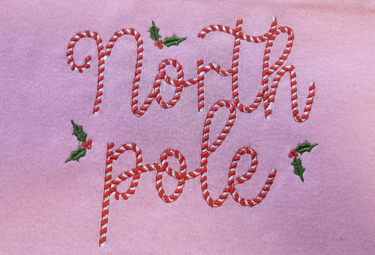 Candy Cane Striped Font Christmas Embroidery Design