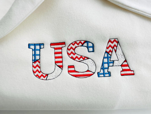 Patchwork USA Flag In-the-Hoop Embroidery Design