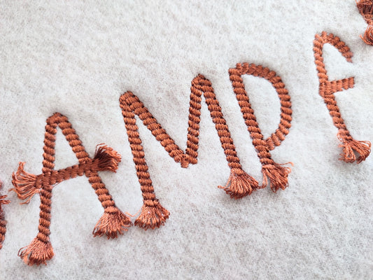 Rope Stitch Font Fringe Embroidery Design