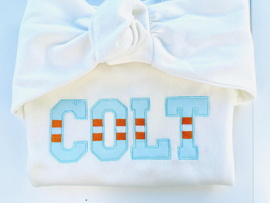 Striped Varsity Sports Font Applique Embroidery Design