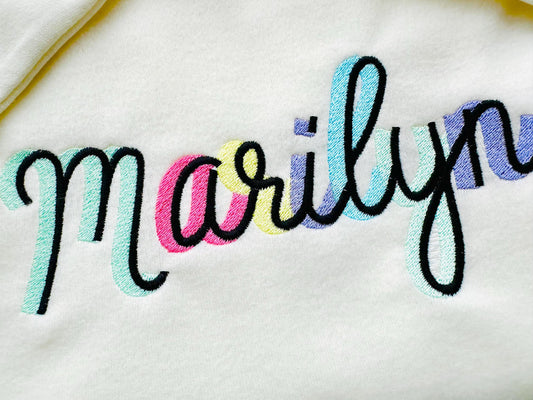 Handwritten Shadow Font Marilyn Standard Embroidery Design