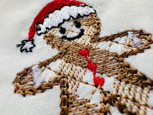 Gingham Plaid Gingerbread Man Santa Chenille Embroidery Design