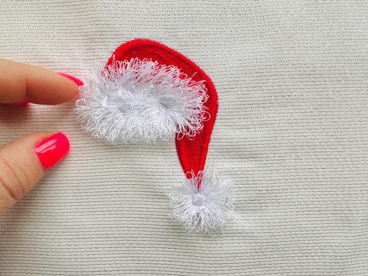 Small Fringed Santa Hat Chenille Embroidery Design