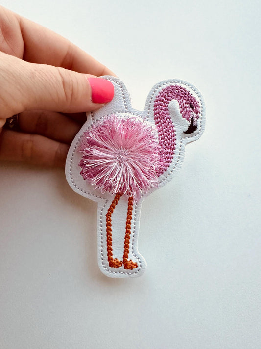 Fringed Flamingo Keychain Fringe Embroidery Design