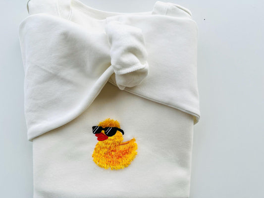 Fringed Rubber Duck with Sunglasses Chenille Embroidery Design