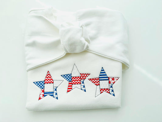 Patchwork Patriotic Star Outline Embroidery Design