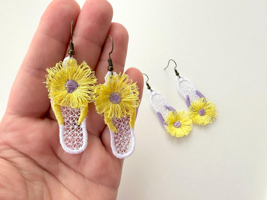 Summer Beach Flip Flops Fringe Embroidery Design