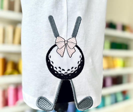 Golf Clubs and Ball Appliqué Embroidery Design