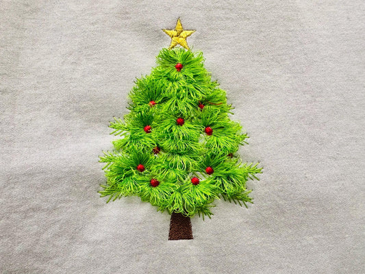 Fringed Festive Christmas Tree Chenille Embroidery Design