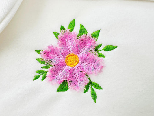 Fringed Big Flower Floral Daisy Embroidery Design