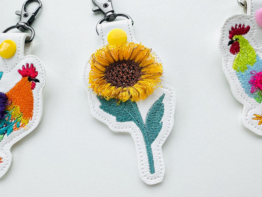 Sunflower Stem Fringe Embroidery Design
