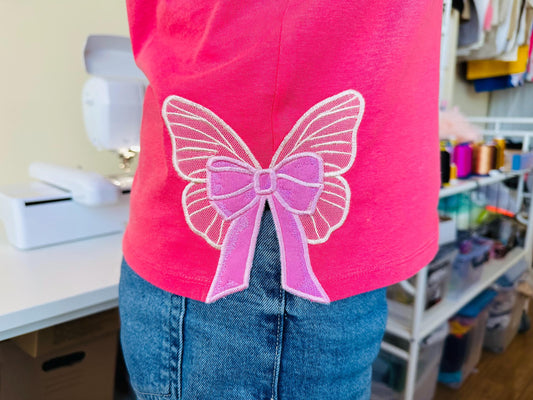 Butterfly Bow Applique Embroidery Design