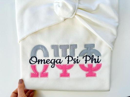 Split Greek Font Applique Embroidery Design