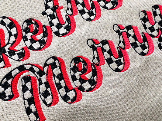 Checkered Shadow Script Font Standard Embroidery Design