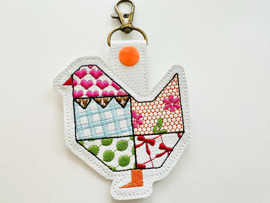 Patchwork Folk Chicken In-the-Hoop Embroidery Design