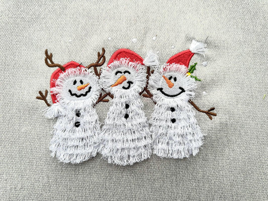 Snowman Trio Chenille Embroidery Design