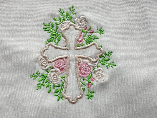 Floral Rose Cross Applique Embroidery Design