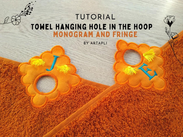 Towel hanging hole in the hoop - Monogram and Fringe
