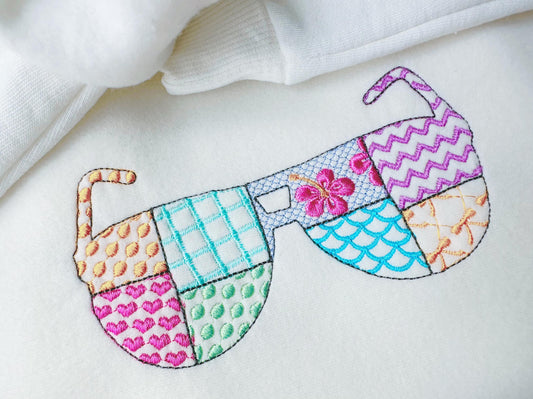 Patchwork Summer Sunglasses In-the-Hoop Embroidery Design